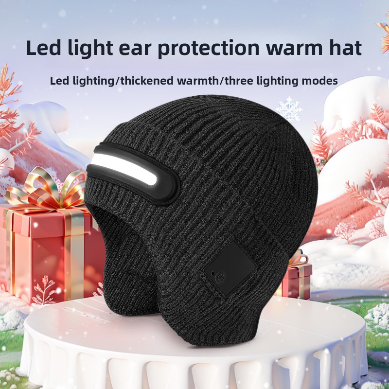 Running Gear For Cold Weather - LED Headlamp Winter Hat Outdoor Ski
