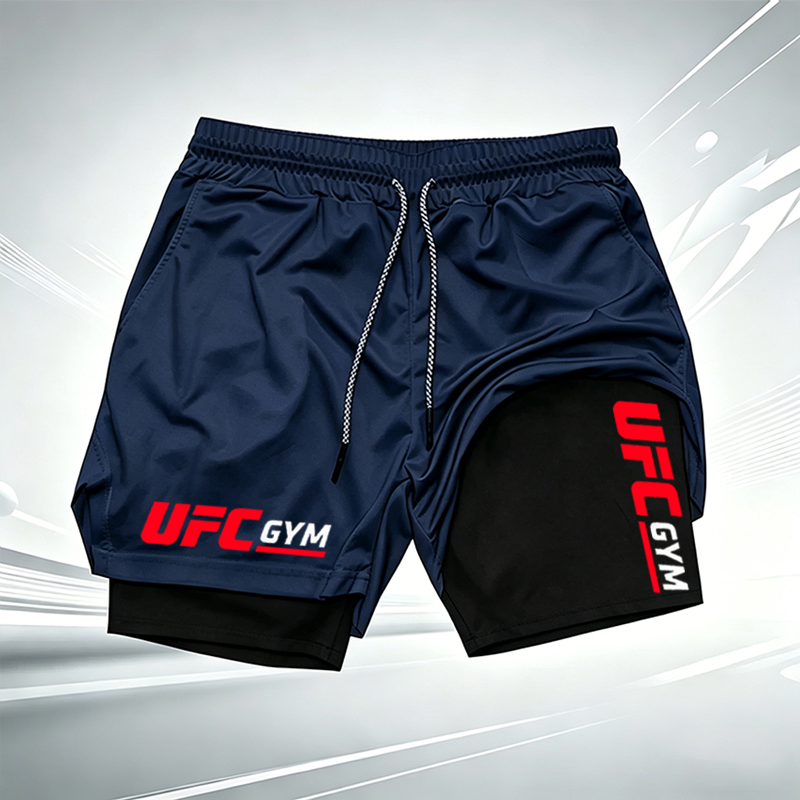Running Gear For Men - Summer men's printed UFC GYM 2-in-1